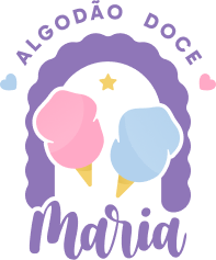 Logomarca Algodão Doce Maria do curso de arco de algodão doce
